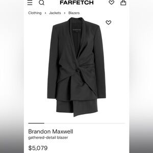Brandon Maxwell Black Gathered Blazer